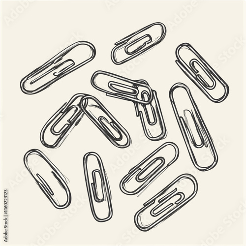 Paper Clips 2D flat vector illustration, isolated on a white background.