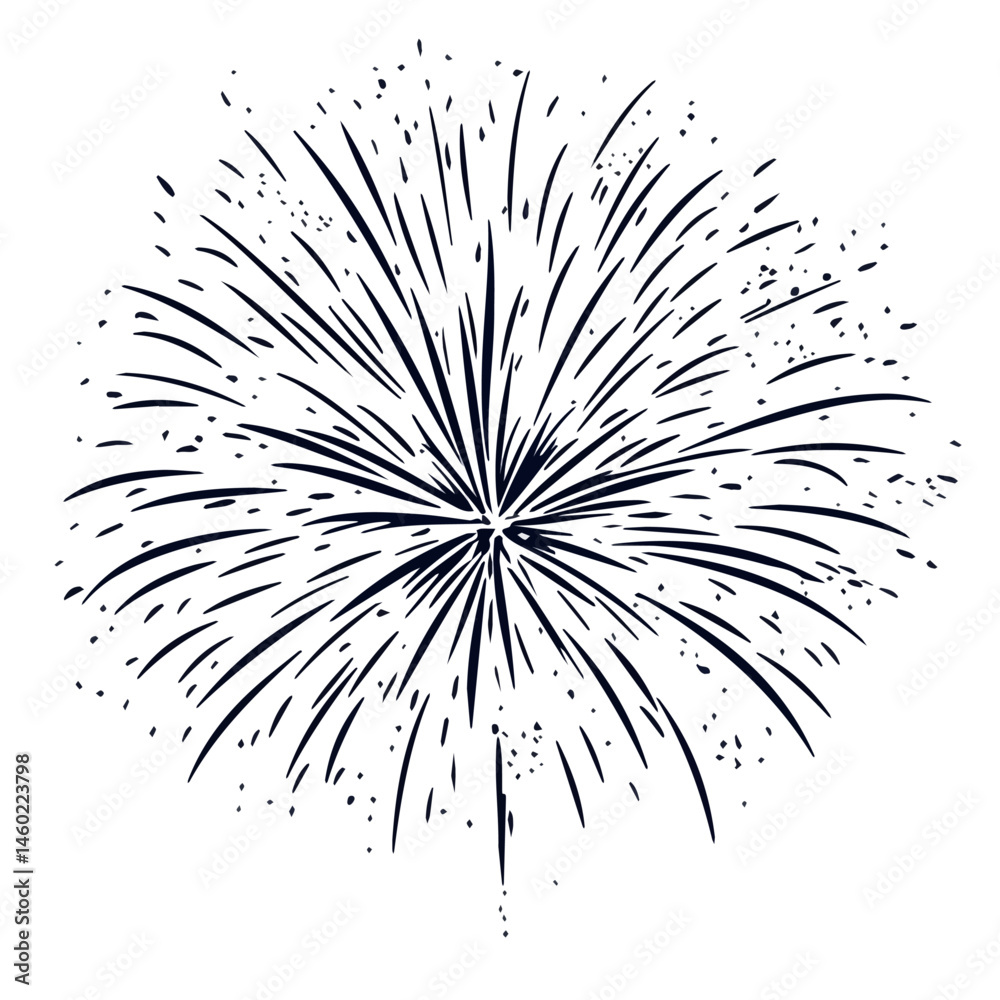 2D flat New Year Fireworks Display vector illustration, isolated on a white background. 2D flat New Year Fireworks Display vector illustration, isolated on a white background.