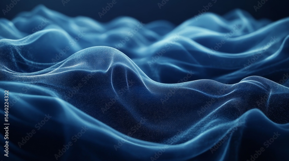 Obraz premium Abstract digital design of flowing, deep blue shapes.