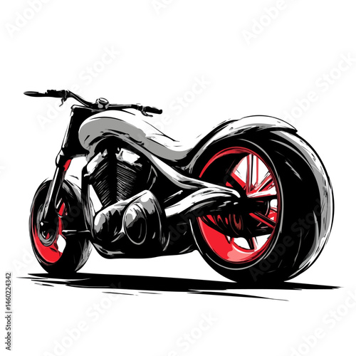 2D flat vector illustration of Motorcycle, isolated on a white background.