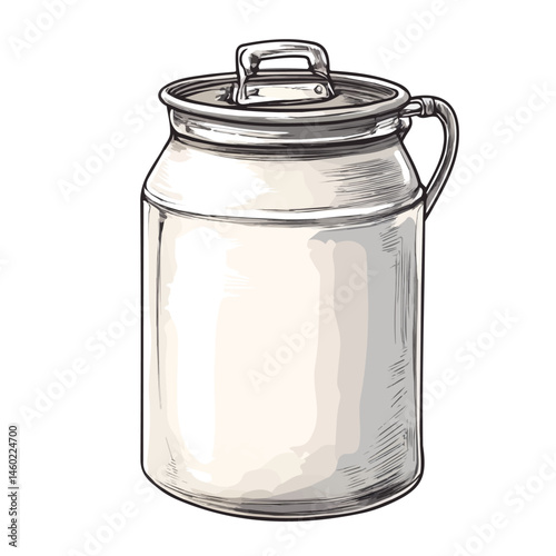 2D flat Milk Can vector illustration, isolated on a white background.