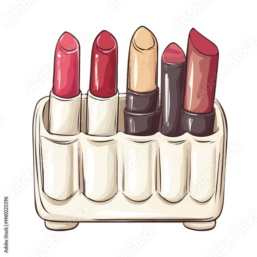 2D flat Lipstick Holder vector illustration, isolated on a white background.
