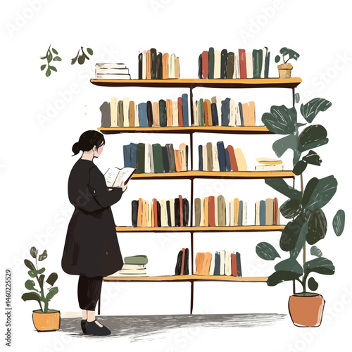 2D flat vector illustration of Librarian, isolated on a white background.