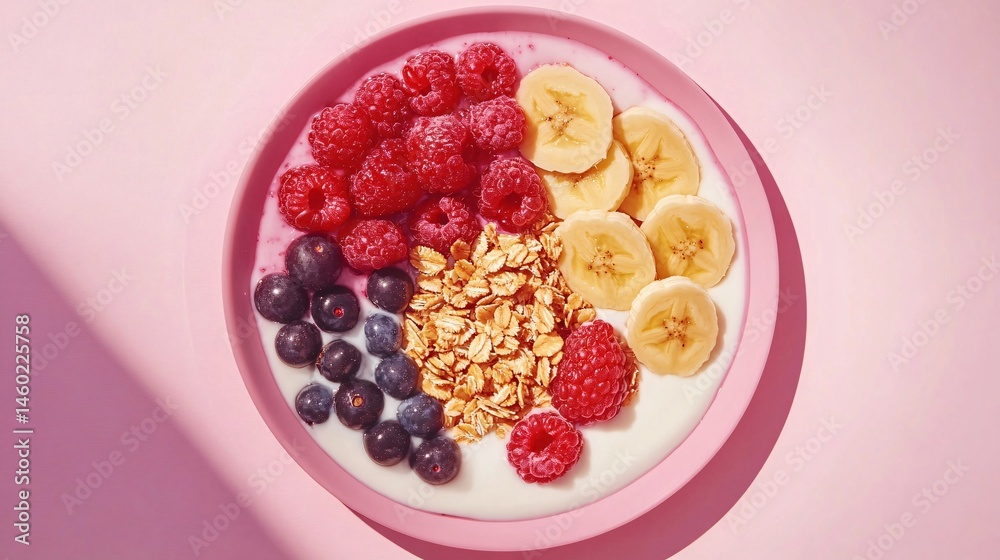 Fresh and Colorful Vegan Breakfast Bowl with Berries and Granola Fresh and Colorful Vegan Breakfast Bowl with Berries and Granola