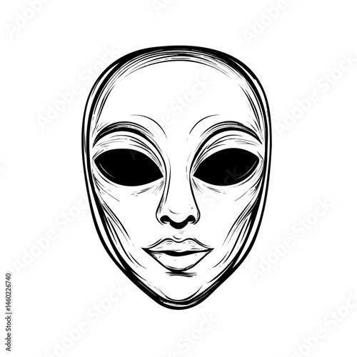 Halloween Mask 2D flat vector illustration, isolated on a white background.