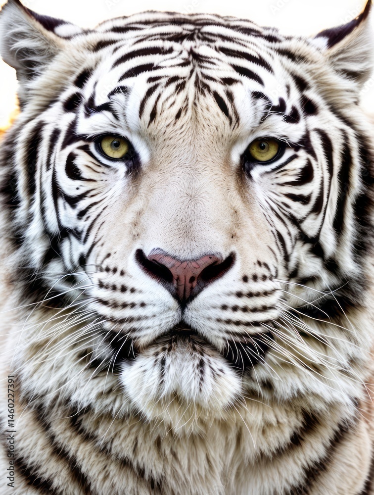Obraz premium Portrait white tiger close up shot on white background