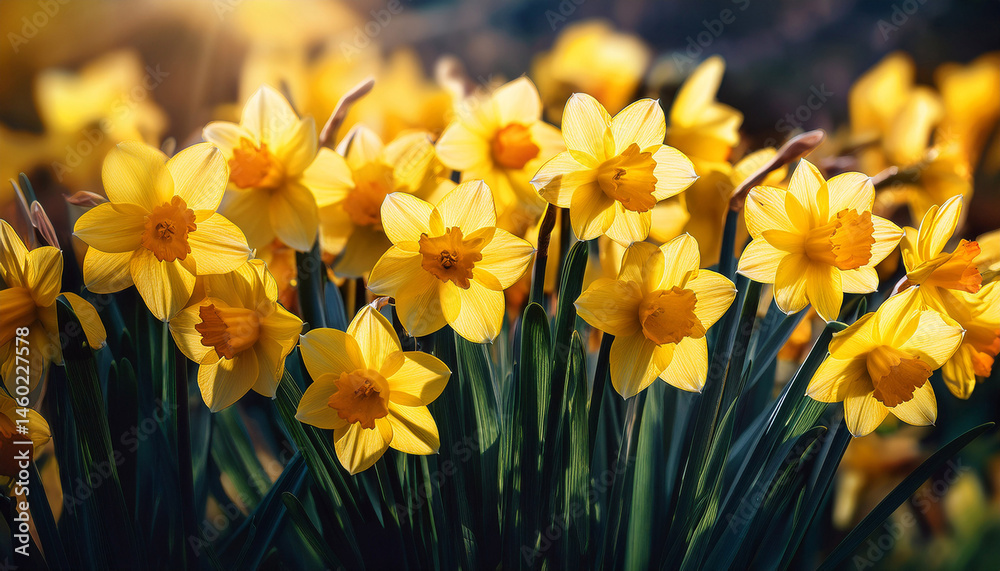 Obraz premium close up yellow daffodils flowers spring