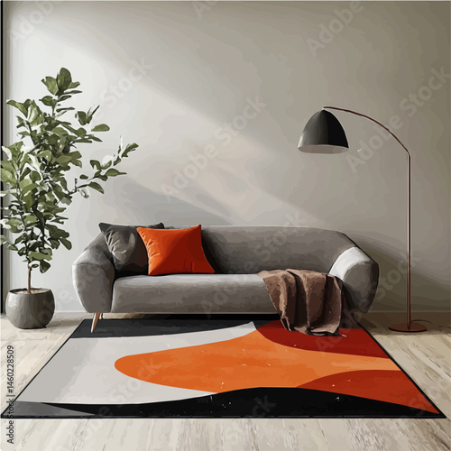 2D flat Floor Rug vector illustration, isolated on a white background.