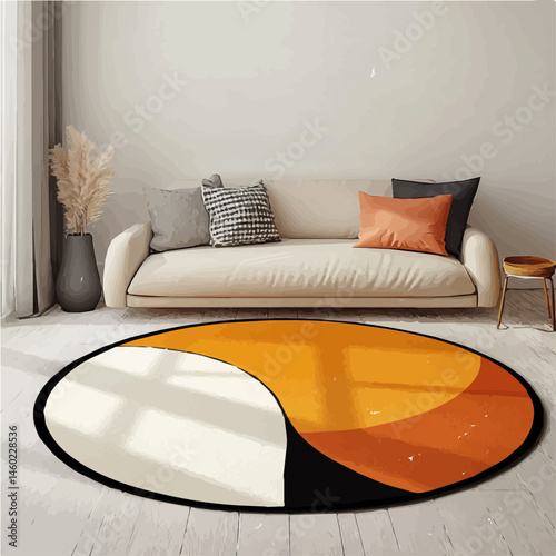 2D flat vector illustration of Floor Rug, isolated on a white background.