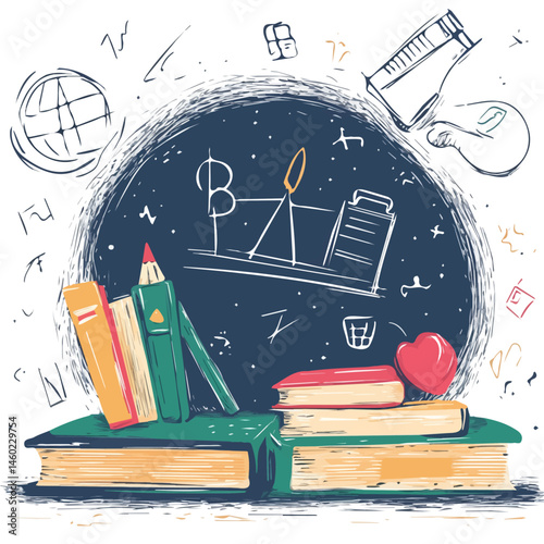 2D flat vector illustration of Educational Poster, isolated on a white background.