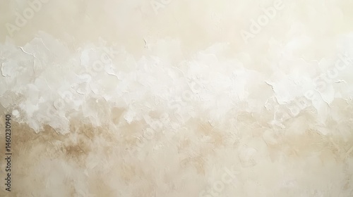 Abstract painting in soft beige and white tones.