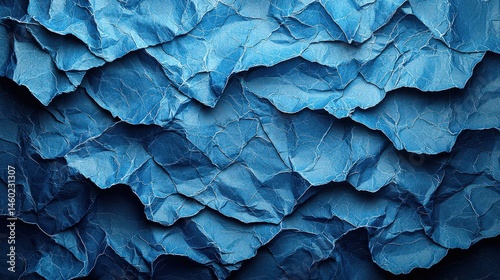 Wallpaper Mural Textured blue crumpled paper pattern background with wrinkled layers for creative design projects Torontodigital.ca