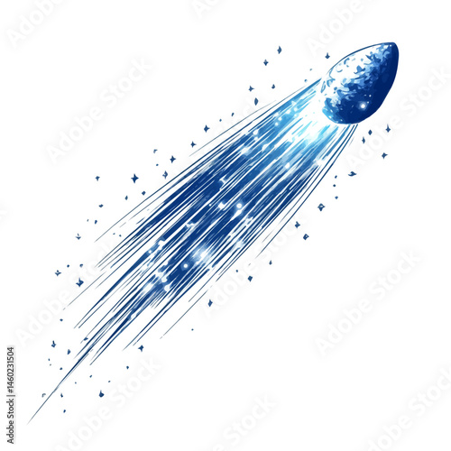 Comet 2D flat vector illustration, isolated on a white background.