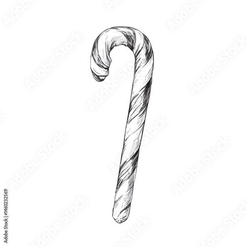 Christmas Candy Cane 2D flat vector illustration, isolated on a white background.