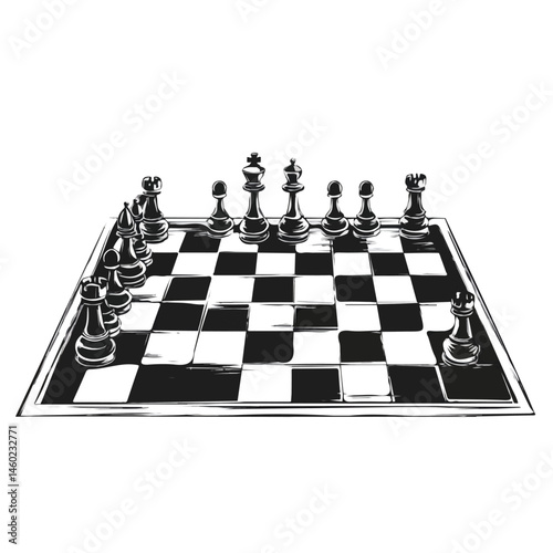 Chess Board 2D flat vector illustration, isolated on a white background.