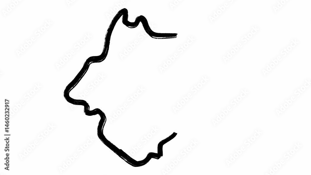 Hand drawn black map of San Marino country filmed on white background. Isolated scribble borders of a European state created in grunge style. Pattern of the territory of land with geographical borders