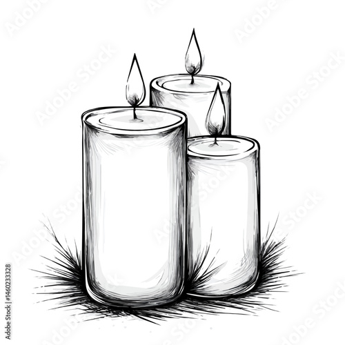 Candles 2D flat vector illustration, isolated on a white background.