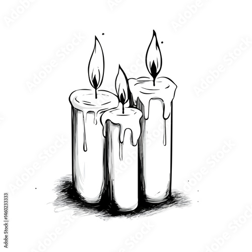 Candles 2D flat vector illustration, isolated on a white background.