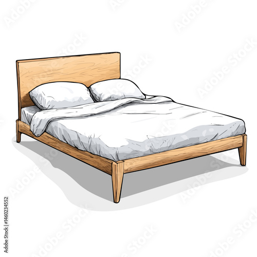 2D flat Bed Frame vector illustration, isolated on a white background.