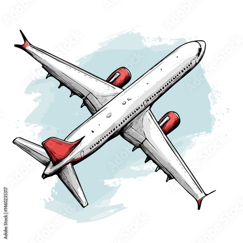 2D flat vector illustration of Airplane, isolated on a white background.