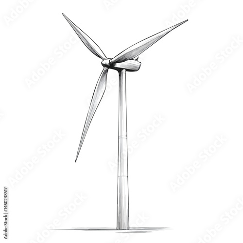 Wind Turbine 2D flat vector illustration, isolated on a white background.
