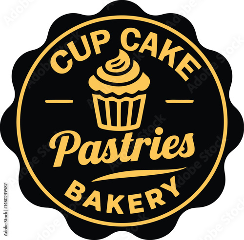 Vector illustration of a cupcake bakery logo