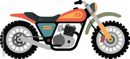 Retro motorcycle vector illustration colorful off road bike art design