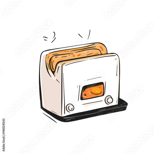 Toaster vector 2D flat illustration, isolated on a white background.