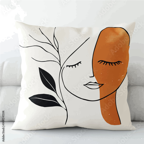 2D flat Throw Pillow vector illustration, isolated on a white background.