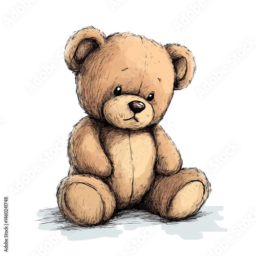 Teddy Bear 2D flat vector illustration, isolated on a white background.