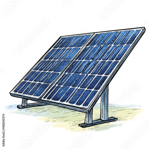 2D flat vector illustration of Solar Panel, isolated on a white background.