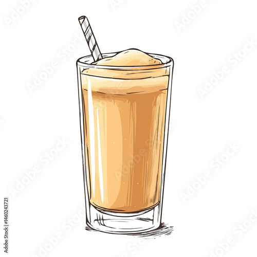 Smoothie Glass 2D flat vector illustration, isolated on a white background.