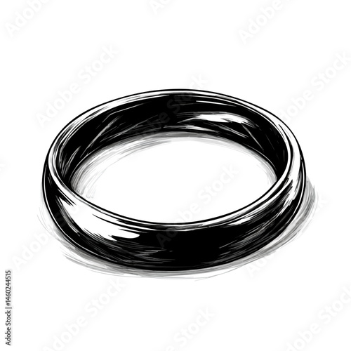 Ring 2D flat vector illustration, isolated on a white background.