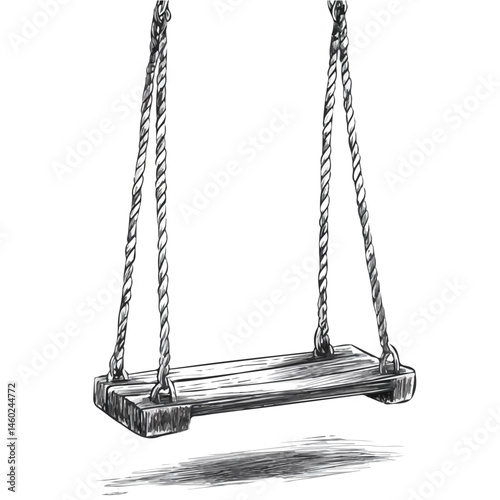 2D flat vector illustration of Playground Swing, isolated on a white background.
