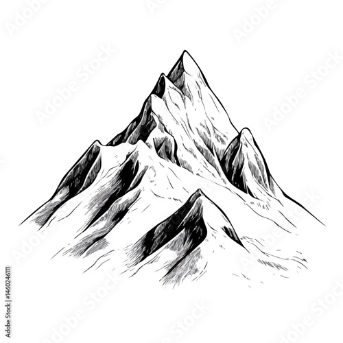 2D flat vector illustration of Mountain Peak, isolated on a white background.