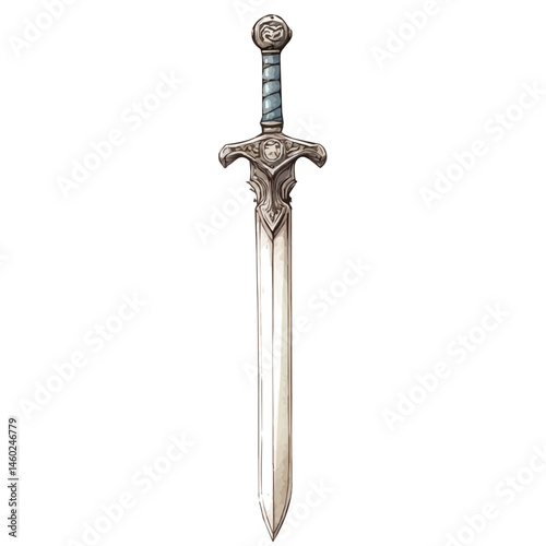 Magic Sword 2D flat vector illustration, isolated on a white background.