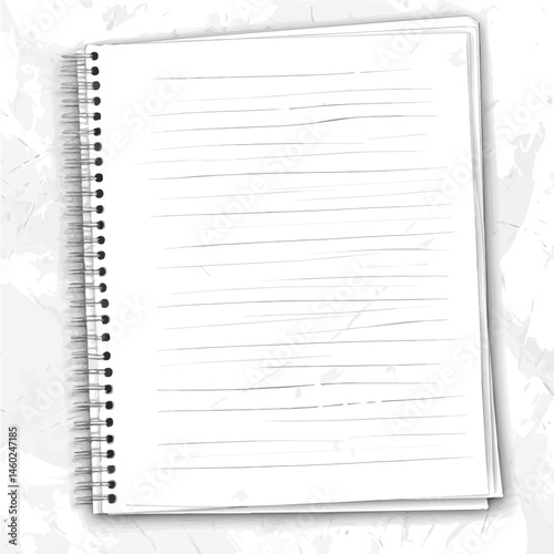 Lined Paper Sheet 2D flat vector illustration, isolated on a white background.