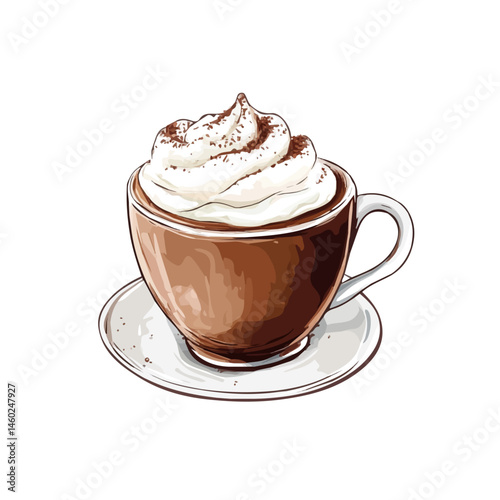 2D flat vector illustration of Hot Chocolate, isolated on a white background.