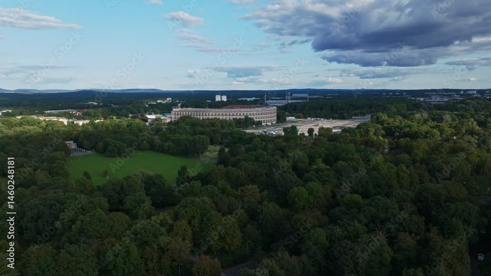 Aerial view of the Kongresshalle in Nuremberg, Germany. Aerial view of the Kongresshalle in Nuremberg, Germany.