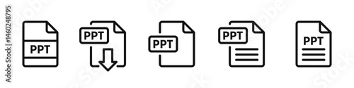PPT file format icons set. File symbols collection. Vector illustration.