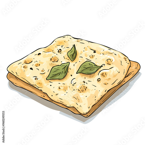 Flatbread 2D flat vector illustration, isolated on a white background.