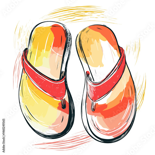2D flat vector illustration of Flip Flops, isolated on a white background.