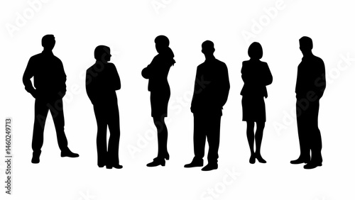 Silhouettes of diverse business professionals standing together in a group formation against white backdrop created with generated ai