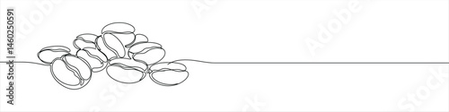 Coffee beans continuous one line drawing. Caffeine sign.