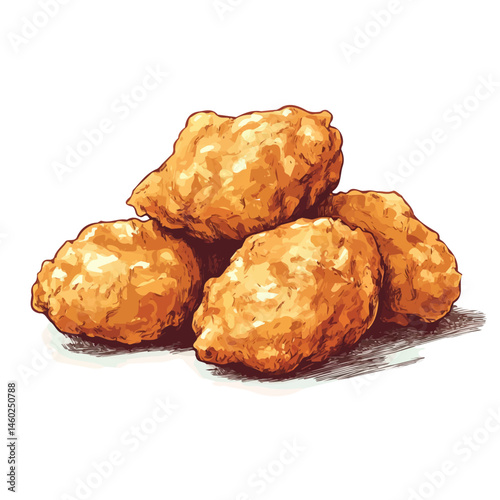 2D flat vector illustration of Chicken Nuggets, isolated on a white background.