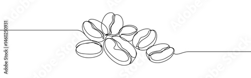 Coffee beans continuous one line drawing. Caffeine sign.