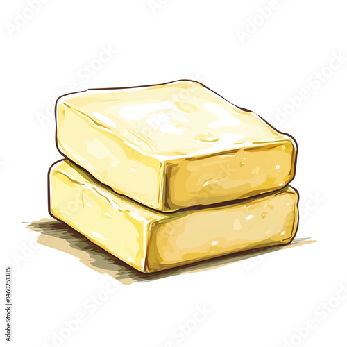 Butter Block 2D flat vector illustration, isolated on a white background.