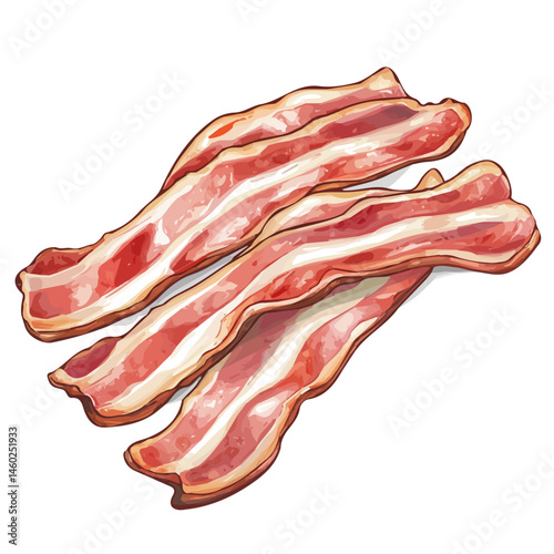 2D flat vector illustration of Bacon Strips, isolated on a white background.