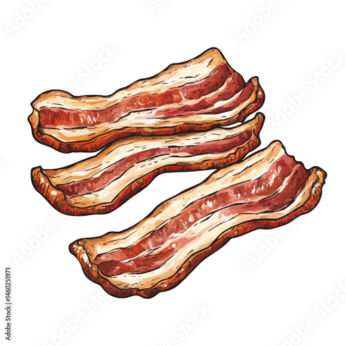 Bacon Strips 2D flat vector illustration, isolated on a white background.