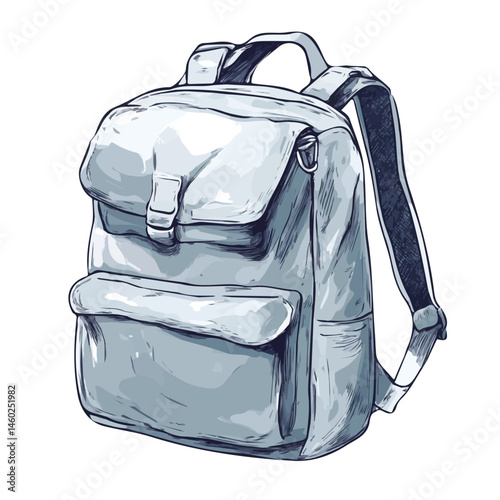 2D flat vector illustration of Backpack, isolated on a white background.